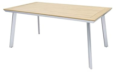 DELUKE Gartentisch Kai - Alu/Kunststoff, Braun, 160x90x72cm | Terrassentisch Wetterfest Outdoor Tisch