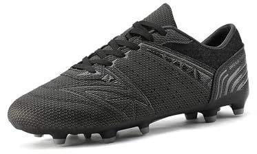 Dream Pairs Men's Cleats Football Boots Soccer Shoes Low Top Training Football Shoes for Professional Sport, Outdoor Sneaker,Size 9.5,Black/Dark/Grey,160859-M