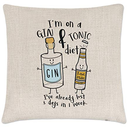 Gift Base I'm On A Gin und Tonic Diät Leinen Kissenbezug