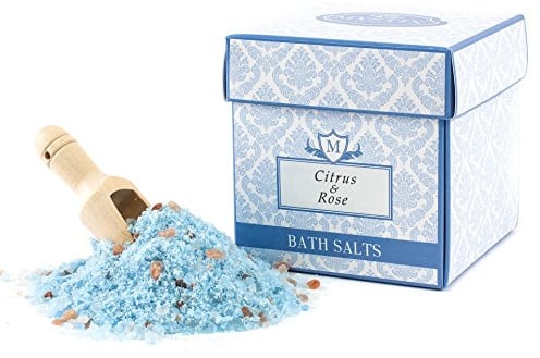 Mystix London | Citrus & Rose - Scented Bath Salts 350g | A Medley of Epsom, Dead Sea Mineral and Himalayan Pink Salts | Perfect as a Gift | Handmade in UK