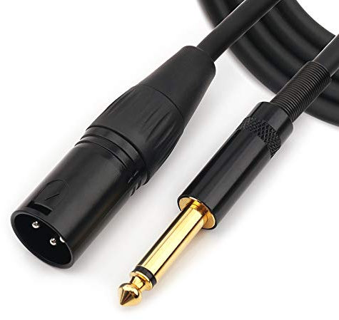NANYI 6.35mm (1/4 pulgadas) TS macho a XLR Cable de micrófono de audio de interconexión, negro/aleación, apto para micrófonos, altavoces activos, etapa, DJ, consola de audio de estudio, 1.5M / 5FT