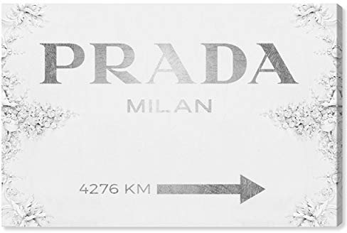 The Oliver Gal Artist Co. Fashion and Glam Leinwanddruck, Motiv Milan Sign Modern, 61 x 40,6 cm, Grau / Weiß