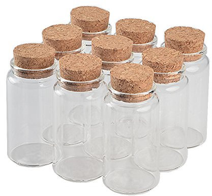 6pcs Bouteille En Verre Transparent Avec Bouchon En liège, capacité 100 ml, diamètre extérieur 47 mm (6, 100ml)