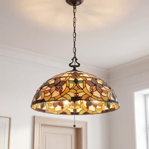 Licht-Erlebnisse Pendelleuchte FARFALLA 6 Bronze Gold 3-flmg Ø51cm verstellbar Tiffany Design Lampe Wohnzimmer Esstisch