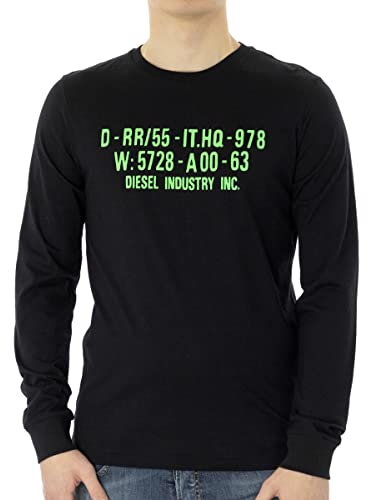 Diesel T-Diego-LS-S1 Men's T-Shirt Round Neck Long Sleeve (XS, Black)
