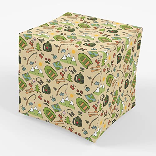 Geschenkpapier für Camping Party Geburtstag – flach gefaltet, 76,2 x 50,8 cm, 3 Blatt