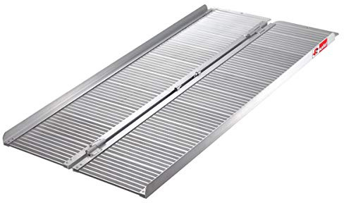 Rollstuhlrampe klappbar Aluminium – für Treppen & Türschwelle – 60-150x70cm | Faltbare Auffahrrampe – rutschfeste Oberfläche – Rollator, Elektrorollstuhl & Scooter – leicht, rostfrei & geschweißt