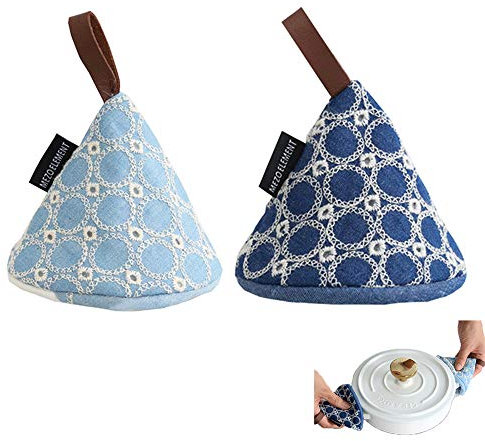 2PZ Mini Guanti da Forno Ricamo a Mano, Antiscivolo Guanti Resistenti al Calore Professional Fodera in Morbido Cotone, Guanti da Cucina Addensare Guanti a Microonde per Cucinare Barbecue BBQ Grill