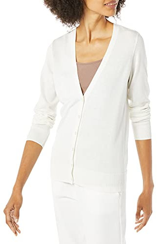 Amazon Essentials Cardigan Leggero Girocollo (Disponibile in Taglie Forti) Donna, Avorio, M