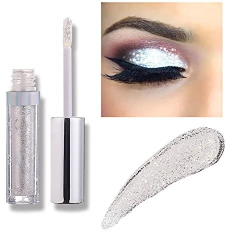 Allbestaye Glitter Flüssiger Lidschatten - 12 Farben Lang Anhaltender Wasserfester Metallic Shining Shimmer - Mädchen Silber für Party Festival Makeup Beauty