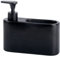 Kook Time Dispensador jabón Cocina Negro - jabonera Cocina con Guarda estropajos Fregadero - Apto para Cocina o como dosificador baño con Esponja - Cerámica Color Negro Mate - 18 x 6 x 15.8 cm.