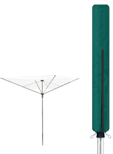 WINSOME Abdeckung für Wäschespinne, wasserdichtes Polyestergewebe mit Reißverschluss, strapazierfähig, wetterfest, Abdeckung für Wäschespinne, Garten, Wäschespinne und Wäscheständer, Grün