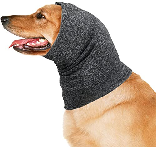 QIYADIN Pet Soft Snoods for Dogs, Quiet Ears Muffs Thunder Hat for Dog, Calming Dog Hood for Noise Protection, Anxiety Relief Head Wrap Ear Cover for Dog and Cats (Medium, Black)
