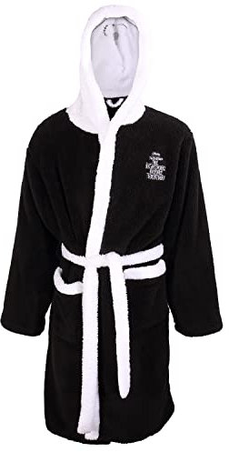 Disney Unisex Nightmare Before Christmas Dressing Gown Supersoft Fleece Jack Skellington Robe for Men and Women Black/White L-XL