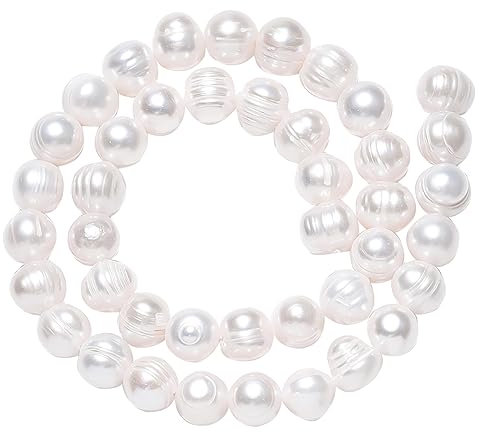 NBEADS 36 Stück 9~10 mm Natürliche Süßwasserperlen, Große Größe Weiße Süßwasser Zuchtperlen Lose Kartoffelform Süßwasserperle Charms Perlen Für Ohrring Armband Schmuckherstellung, Bohrung: 1.8 mm