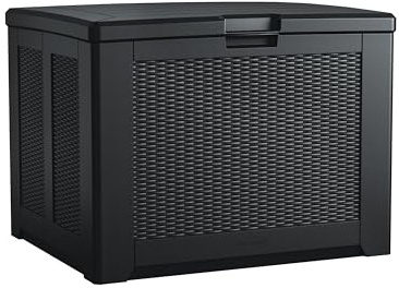 Rubbermaid Mittelgroße Aufbewahrungsbox aus Kunstharz, 200 ml, anthrazit, mit dekorativem Korbgeflechtmuster für Haus/Garten/Terrasse/Pool/Hinterhof/Rasen