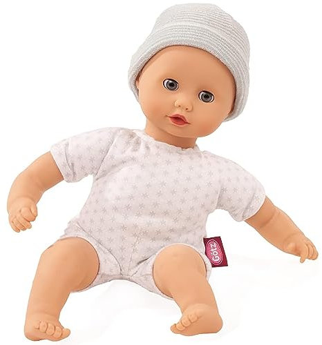 Götz 2320556 Muffin to Dress Puppe - 33 cm große Babypuppe mit blauen Schlafaugen, ohne Haare mit Mütze - Weichkörper-Puppe ab 18 Monaten