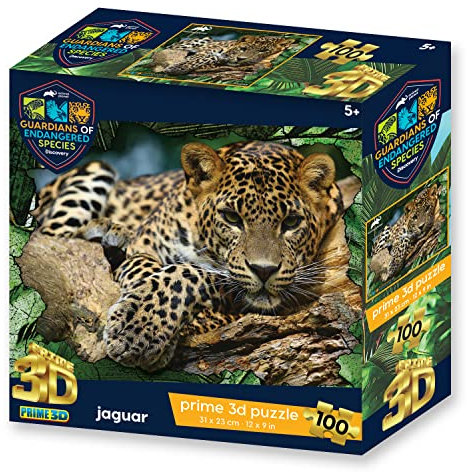 PRIME 3D Animal Planet GES Jaguar, 3D-Linsenraster-Puzzle, 31 cm x 23 cm, 100 Teile, Spiele und Puzzles, ab 5 Jahren