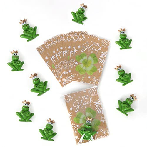 Logbuch-Verlag 10 Glücksbringer Frösche grün Neujahr Viel Glück Froschkönig kleines Geschenk Kinder Kollegen Freunde