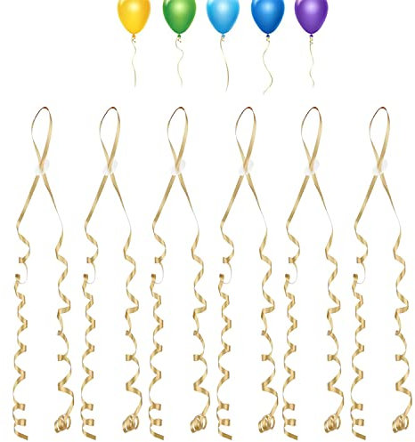 BOBOZHONG Chiusura a Palloncino,100PCS Palloncino Nastro Palloncino Stringa Palloncini di Fissaggio con Nastro per Fai da Te Natale Compleanno Festa Nuziale Palloncini Normali Palloncini Elio Oro