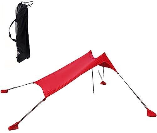 BBTISG Lycra Strandzelt Strandzelt Sonnenschutz, 210 X 150 X 170cm Tragbare Sonnensegel Camping Plane mit Sandsackankern Strandmuschel Sonnenschutz Zelt für Strand, Wandern (Rot)