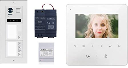 Schick ® Video Türsprechanlage Komplettset 5 Familienhaus, Edelstahl, Unterputz, 5x4,3 Monitore, 2Draht Bus (Online & Livesuport)