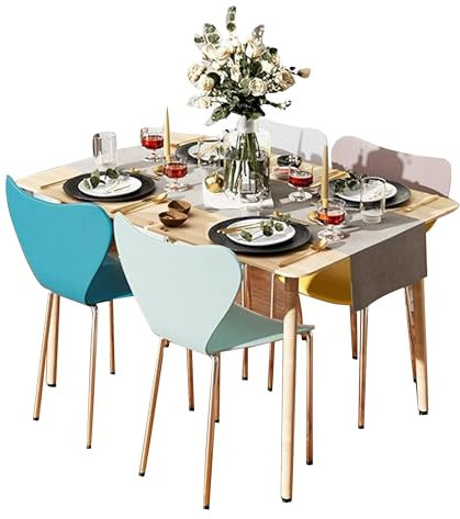 PIPIPOXER Set di 4 Sedie per Sala, sedie plastica, Sedie Cucina in Polipropilene e Robuste Gambe in Metallo, per Sala da Pranzo, Soggiorno, Cucina, Giardino,Bianco Blu Verde Rosa