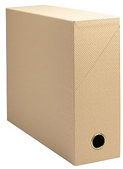 Exacompta 89602E Transferbox Office By Me 9 cm Rückenbreite DIN A4 mit aufgeklebtem Rückenschild ideale Transportbox und perfekt geeignet für die sichere Aufbewahrung Ihrer Ordner Farbe Beige