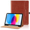 Custodia per iPad 10 Generazione 2022 10.9 Pollici (Modello: A2696 A2757) Pelle PU Flip Tablet Case, Funzione Supporto Pieghevole Cover Protettiva con Tasca, Auto Sveglia/Sonno - Marrone