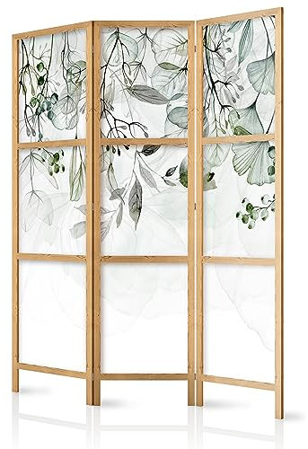 murando - Paravent Intérieur Japonais 135x172 cm - Séparateur de Pièce en Bois Naturel et Toile Imprimée - Cloison de Séparation pour Chambre - Paravent Oriental Portable et Pliable b-A-0694-bh-e