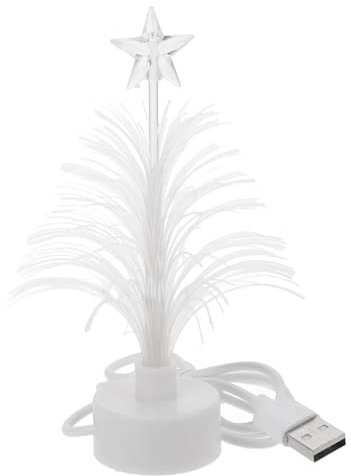 DEARMAMY Mini LED Sapin De Noël USB Puissance-Couleur Bureau Brillant Fibre Optique Mini Sapin De Noël USB Connexion Fibre pour Mini avec Top Étoile Lumière Noël Noël Décoration