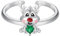 Qings Weihnachten Elch Ring für Damen 925 Sterling Silber Verstellbarer Offene Rentier Finger Ring Niedlich Rot Grün Zirkonia Tier Weihnachten Schmuck Geschenke für Mädchen Tochter Mutter