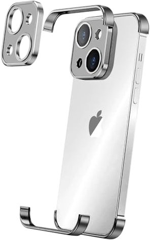 Losin Compatible with iPhone 15 Plus Case with Camera Lens Protector, Aluminum Metal Frameless, Borderless Design, Slim Thin & Lightweight, Shockproof Bumper Cover, for Women Men (Natural Titanium)