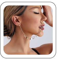 Wendalern Punk Falso Naso Anello Cerchio Etnico Anelli Naso Con Catena Nappa Non Perforante Oro Paillettes Naso All'orecchio Catena Indiano Naso Anello Borchie Narice Corpo Accessori Per Le Donne