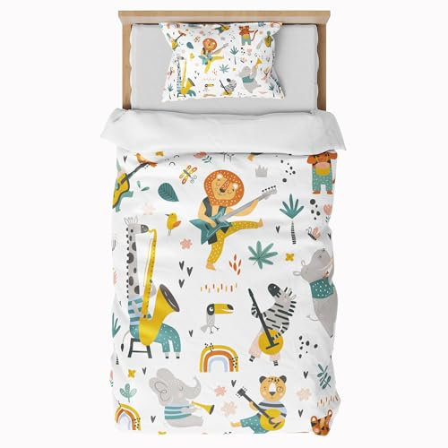 ZTYROLJ Kinderbettwäsche 100x135cm, Löwe Bettwäsche für Kinder Jungen mit Reißverschluss, Mikrofaser Bettbezug mit kopfkissenbezug 40x60cm