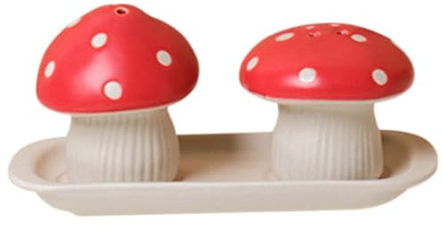 Yaoytec Mushroom Salt and Pepper Shakers Cute Ceramic Mushroom Canister Set Funny Seasoning Bottle Spices Shaker Pot for Cooking BBQ Kitchen Restaurant Decor Cottagecore Accessories