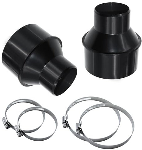 YETTAT 4 to 2-1/2 Hose Cone Reducer Attachment for Dust Hoses and Dust Collection Systems, 2-Pack Stainless Steel Clamp Connector