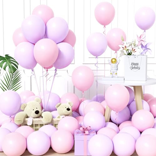 Unisun Palloncini Rosa e Viola, 60Pezzi 12Pollice Palloncino Rosa Viola Pastello Macaron Ragazza Donne Bambino Baby Shower Compleanno Matrimonio Fidanzamento Valentino Laurea Tema Farfalla Decorazione