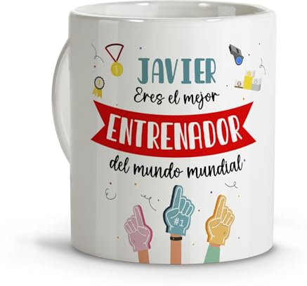 LolaPix Futbol niños. Taza personalizada. Tazas originales para regalar. Regalo entrenador. Regalo entrenadora. Taza cerámica 330 ml.