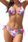 SHEKINI Bikini Set Damen Ties-up Neckholder klassischer Triangel Bikinioberteil Bedruckter Bikini Damen Sexy Triangel Verstellbare Bikinihose(XL,Fluoreszierendes Rosa Druck)