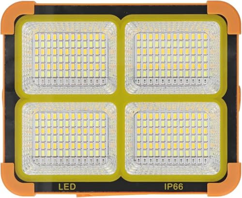 RevolutionLine - Foco LED Portátil para exterior | Carga con luz solar y USB | Protección contra lluvia IP66 | Ideal para Camping, Jardín, Emergencias, Garaje, Taller | Con 5 modos de iluminación