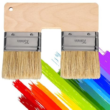 Peinture Murale Double Pinceau, Pinceau Double Couleur en Forme De U, Pinceau Double pour Peinture Acrylique, Pinceau De Peinture Murale d'art Pinceaux pour Outil De Peinture Acrylique Pinceaux