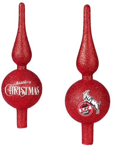 1. FC Köln Christbaumspitze Rot oder Weiß Christbaum Schmuck ca. 25 cm Weihnachts Deko - Plus Aufkleber I Love Köln Farbe Rot