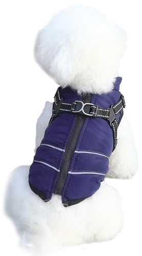 Mitili Warme Hundemantel Wasserdicht mit Geschirr, Reflektierend Hundejacke Winter für Kleine und Mittlere Hunde, Winddichte Hunde Wintermantel, Outdoor Hundeweste (Marineblau, S)