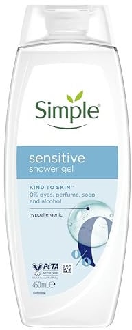 Simple Kind to Skin Sensitive Shower Gel ultra-gentle & hypoallergenic body wash for sensitive skin 450 ml