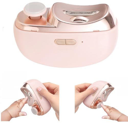WYFCR 2 in 1 Electric Nail Clippers, 2-Speed Automatic Nail Grinder, Portable Nail File for Children Elderly Adults Manicure, Cordless Rechargeable with LED Light (pink)