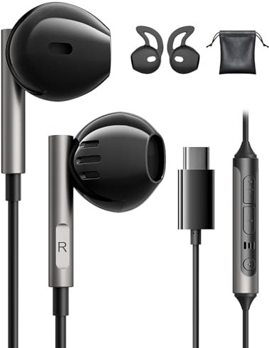 Auriculares USB C para Samsung Galaxy S24 S23 S25 Ultra S22 A54 A55 5G Auriculares Tipo C con Cable Micrófono Control Volumen Cascos USB C para iPhone 15 16 Pro MAX Google Pixel 8 7 Xiaomi 14