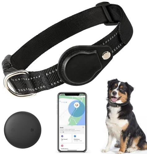 JIARUI SmartTag Hundehalsband, Mini Tracker Ohne ABO für Hunde, (nur IOS) mit wasserdichte Reflektierendes GPS Hunde Tracker Halsbänder, Tracking Standort von Haustieren, Arbeite mit Apple Find My