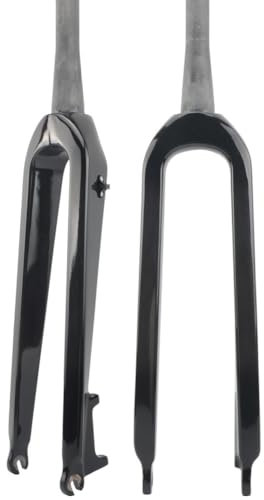 Fourche rigide pour VTT 26/27,5/29/29L pouces en fibre de carbone, tube conique de 1-1/2, fourche avant sans filetage, frein à disque QR 100 mm, fourche de vélo ultra-légère (noir brillant 3k, 27,5)