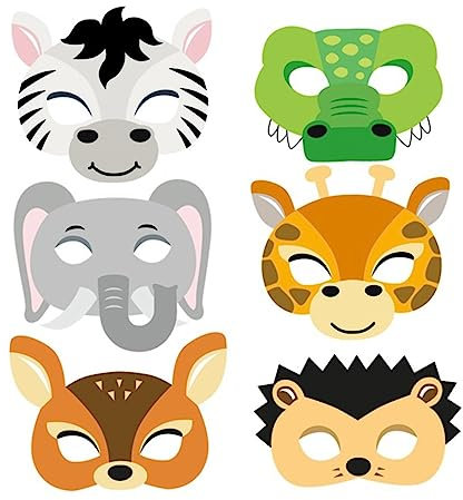 Alasum 12stücke Teiliges Tiermasken Für Junge Mädchen Kreative Kostümmasken Für Dress-up Und Performances Zebra Giraffe Sika Igel